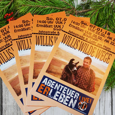 Vier Eintrittskarten für „Willis wilde Wege“ am 7. Januar 2018 in der Stadthalle Lohr im Wert von 90 Euro